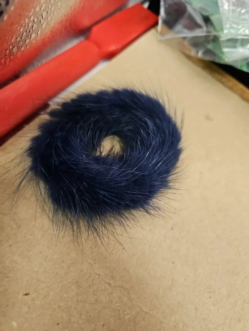 Deep Blue Fur Scrunchie For Ponytail